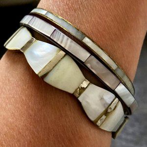 Mother of pearl bangle trio